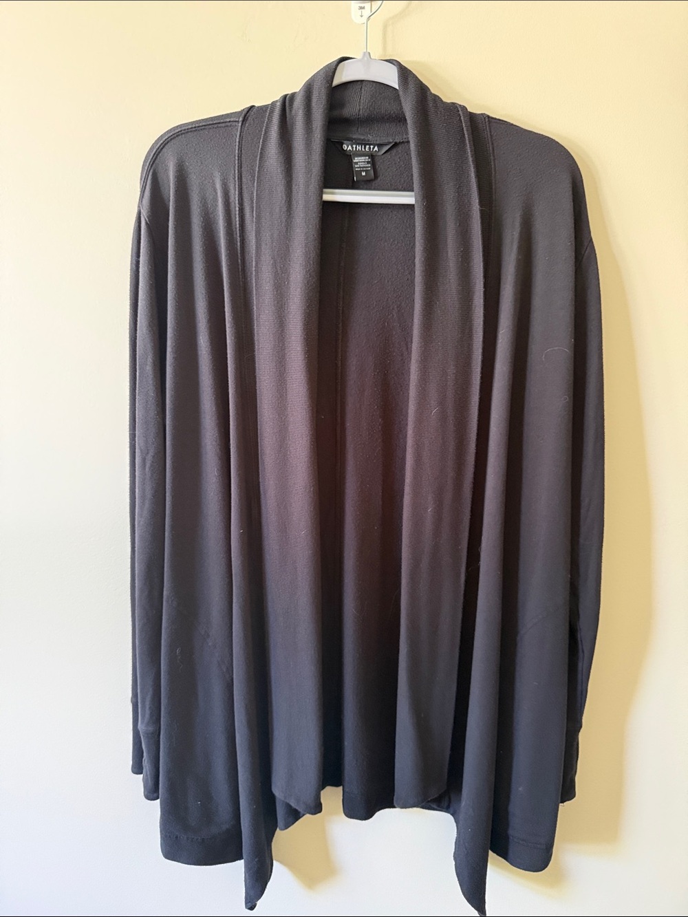 Athleta Black Open-Front Draped Cardigan
